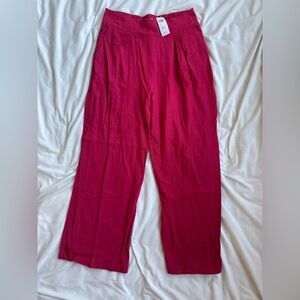NWT Abercrombie Linen Pink High Waist Wide-Leg Pants